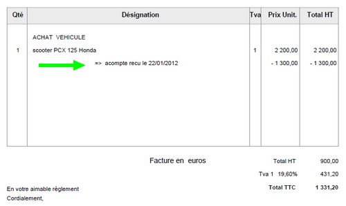 illustration acompte sur facture